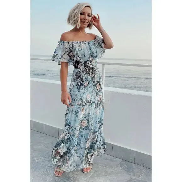 blue and white maxi dresses Light Blue Tiered Maxi Dress | Trendy Women's Dresses